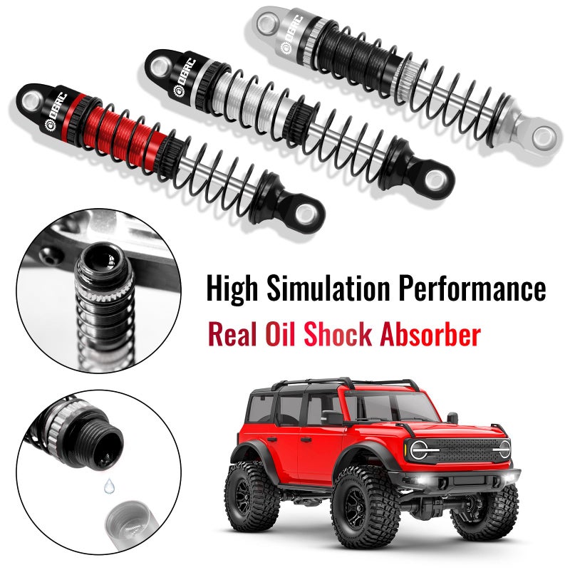 OGUNKE OGRC 59mm Shocks Absorber Oil Threaded Damper Threaded Shock Absorber for TRX4M 1/18 RC Crawler Upgrade Parts (Black Grey) - Image 5